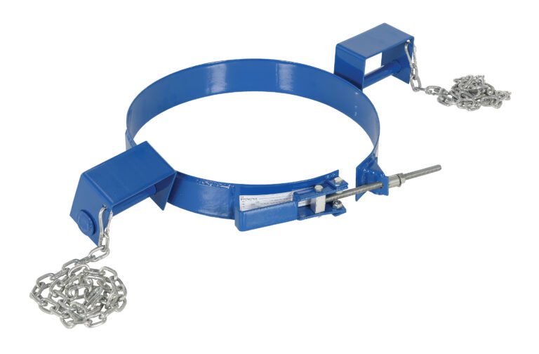 TDR-30_A.jpg The Vestil Blue Tilting Drum Ring 30 Gallon is a sturdy metal clamp with chains and a screw mechanism, designed for securing 30-gallon cylindrical objects. Its robust design makes it ideal for heavy-duty tasks.