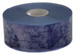 This Vestil roll for vinyl strip doors is a large blue reflective tape with a decorative spotted pattern. Tightly wound around a cardboard core, its shiny surface reflects light and boasts an impressive 0.08 thickness.
