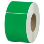 A large roll of MH-USA 4 x 6 Dark Green Thermal Transfer Labels (1000/Roll) reveals labels wound around a brown cardboard core, meeting all your labeling needs.