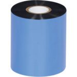 MH-USA 3.00 x 1345 Black Sato Thermal Transfer Ribbons are wax-based and sold in cases of 24 rolls, suitable for Sato printers; each roll has a visible inner core and blue outer wrap.