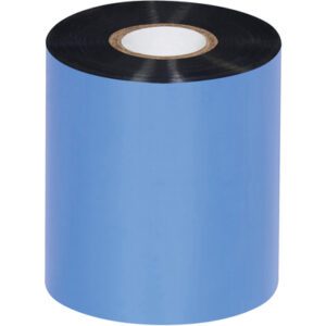MH-USA 3.00 x 1345 Black Sato Thermal Transfer Ribbons are wax-based and sold in cases of 24 rolls, suitable for Sato printers; each roll has a visible inner core and blue outer wrap.