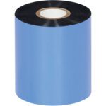 The MH-USA 3.14 x 1476 Black Zebra Thermal Transfer Ribbon, known for its wax/resin quality, is displayed upright on a white background. This robust printing essential comes in a case of 24 rolls.