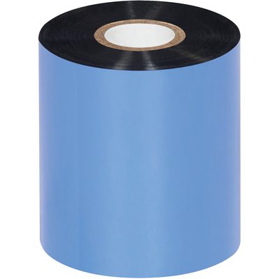 THT160.jpg The MH-USA 3.14 x 1476 Black Zebra Thermal Transfer Ribbon, known for its wax/resin quality, is displayed upright on a white background. This robust printing essential comes in a case of 24 rolls.
