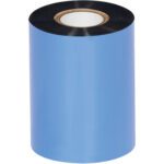The MH-USA 3.15 x 984 Black Zebra thermal transfer ribbon, a wax/resin type with a black edge on blue, is ideal for printing and comes in cases of 24 rolls with a tightly wound cardboard core.