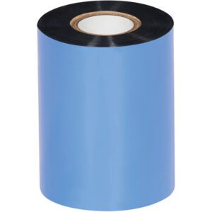 The MH-USA 3.15 x 984 Black Zebra thermal transfer ribbon, a wax/resin type with a black edge on blue, is ideal for printing and comes in cases of 24 rolls with a tightly wound cardboard core.