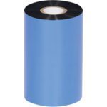 The MH-USA 4.33 x 1181 black thermal transfer ribbon is a wax/resin blend, displayed against a white background to emphasize its quality for demanding printing needs. (24 rolls/case).