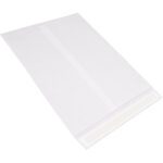 A plain white envelope with an adhesive flap, angled right on a white background. Part of our 18 x 23 White Flat Tyvek® Envelopes (100/Case), they ensure durability and security for all mailing needs.