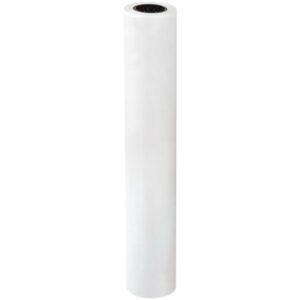 A large, white cylindrical roll stands upright, likely a 30 x 150 White Tyvek® Roll (1 Roll/Case). It features a visible black inner core on top against a plain white background.
