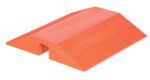 The triangular orange rubber wheel chock, with a ribbed surface, prevents vehicle movement. Its as reliable and durable as the Vestil Urethane Cable Crossover 24Lx24W with its robust construction.