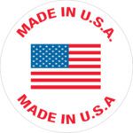 The MH-USA 1 Circle label features the American flag with blue stars and red stripes on a white background, and MADE IN U.S.A. elegantly inscribed in red at the top and bottom.