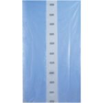 A blue and white plastic tarp resembles the MH-USA 50 x 48 x 80 -4 Mil VCI Gusseted Poly Bag, featuring a central white strip with evenly spaced black logos like its premium design.