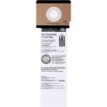 The image showcases Sanitaire Replacement Bags for the VCM160 Upright Vacuum, highlighting odor elimination and premium allergen filtration, with compatibility suggested for Electrolux models. Available in sets of 5 per case.