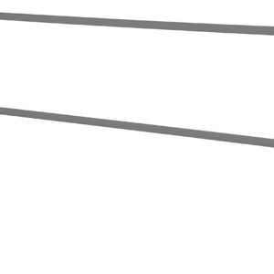 The Vestil Steel Pipe Safety Railing, 120 in length and finished in gray, includes a horizontal bar connecting two vertical supports for safety and support on beds with a simple, utilitarian design.