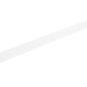 A long, thin metallic strip with mounting brackets at each end is displayed against a white background, resembling the Vestil Toeboard for Pipe Safety Railing 120 Inches White.