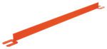 The Vestil Toeboard For Pipe Safety Railing 72 Inches Orange is a sturdy, flat metal beam with end brackets, designed for industrial or construction use. Its elongated rectangular shape ensures safety and reliability in various projects.