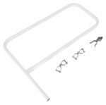 The Vestil White Pipe Safety Railing Gate, P-shaped and sized 36x36, is crafted with three mounting clamps for diverse applications to boost safety and stability in bathrooms or stairways.