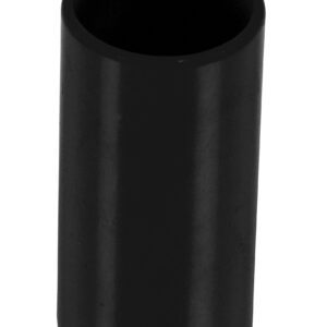 A sleek, black cylindrical rubber cap, reminiscent of the Vestil Black Pipe Safety Rail Metal Sleeve 2 In Dia, stands upright against a white background.
