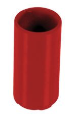 The Vestil Red Pipe Safety Rail Metal Sleeve, with a 2-inch diameter, stands against a white background.