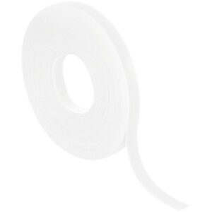 The 3/4 x 75 White VELCRO® Brand Self-Grip Straps are rolled in a circle with a length dangling down, blending into the plain white background.