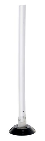 The Vestil White Surface Flexible Stake, measuring 36x3.25 inches with a black round base, stands upright against a plain white background.