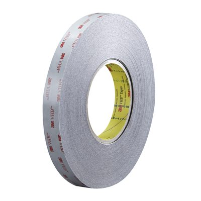 VHB591534R.jpg A 3/4 x 5 yds. roll of black 3M™ 5915 VHB™ Tape, featuring a glossy finish and 3M VHB marking, displays the brands red and yellow logo on its inner core.