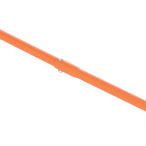 The orange metal tool, with a T-shaped handle like the Vestil Handle To Use W/Vhms-2 36 In, features a C-shaped hook at its end, making it perfect for efficiently securing or holding objects.