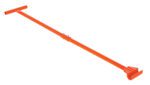 The Vestil Handle To Use W/Vhms-8/13/30 50.6 is an orange metal load bar with a flat, rubberized grip and an adjustable clamp mechanism, ideal for securing items in trucks or cargo areas to prevent shifting during transport.