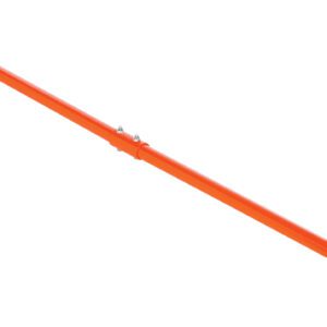 The Vestil Handle To Use W/Vhms-8/13/30 50.6 is an orange metal load bar with a flat, rubberized grip and an adjustable clamp mechanism, ideal for securing items in trucks or cargo areas to prevent shifting during transport.