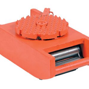 The Vestil Steel Machine Roller W/30000 Lb Capacity features a textured pad and cylindrical rollers for easy movement of heavy equipment, ensuring reliability in industrial settings.