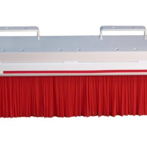 The SWEEP EX PRO 720 is a red-bristled, rectangular broom attachment with a white top, dual metal handles, and an American flag sticker. It perfectly pairs with the Vestil Forklift Broom Pro Series 6 Foot for efficient sweeping.