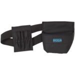 The MH-USA Warehouse Work Belt is a black utility belt with a blue BROGUN label, featuring a pouch and several small pockets for efficient organization of tools or accessories.