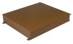 The Vestil Approach Ramp Spacer 8 Height is a brown, rectangular metal platform with a textured, flat design. It includes small corner mounting flanges and is distinctively shown against a white background.