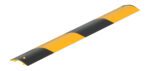 The Vestil Extruded Alum Hose&Cable Crossover 24Y&B has a yellow and black striped speed bump with a textured surface for easy mounting.