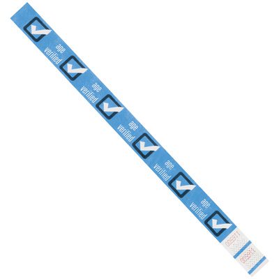 3/4 x 10" Blue "Age Verified" Tyvek® Wristbands (500/Case)