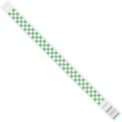 3/4 x 10" Green Checkerboard Tyvek® Wristbands (500/Case)