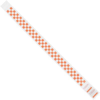 3/4 x 10" Orange Checkerboard Tyvek® Wristbands (500/Case)