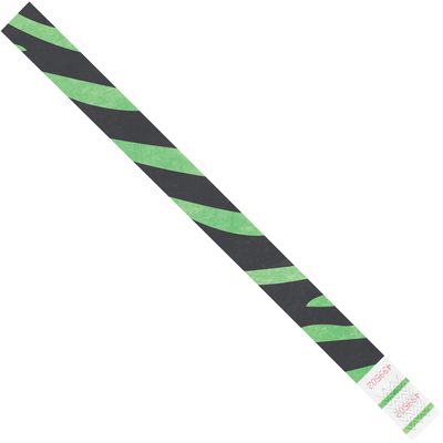 3/4 x 10" Green Zebra Stripe Tyvek® Wristbands (500/Case)