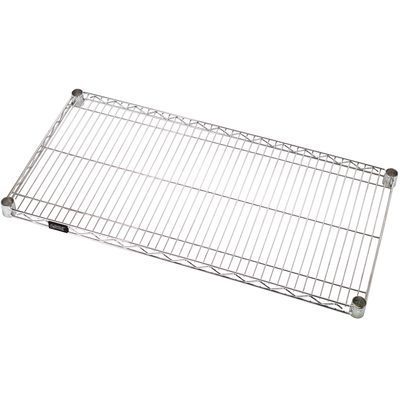WS3618.jpg The MH-USA 36 x 18 Wire Shelf is a metal storage unit with a grid pattern, featuring four rubber or plastic caps on the corners for sturdy organization and efficient stacking.