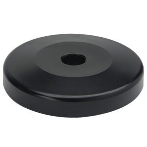 MH-USA Donut Bumpers for Swivel Casters (4/Case) feature black, round weight plates with a central hole, ideal for fitness or weightlifting equipment.