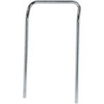 The sleek metal handrail, taking cues from MH-USA 18 U-Handles (2/Case) for Heavy-Duty Security Carts, boasts a U-shaped top and straight vertical supports against a minimalist white backdrop.
