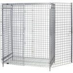 The MH-USA 60 x 24 Security Cart Doors offer a robust grid-patterned metal wire storage cage with a rectangular shape and open side for convenient secure storage, ideal for industrial or warehouse settings.
