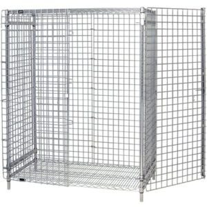 The MH-USA 60 x 24 Security Cart Doors offer a robust grid-patterned metal wire storage cage with a rectangular shape and open side for convenient secure storage, ideal for industrial or warehouse settings.