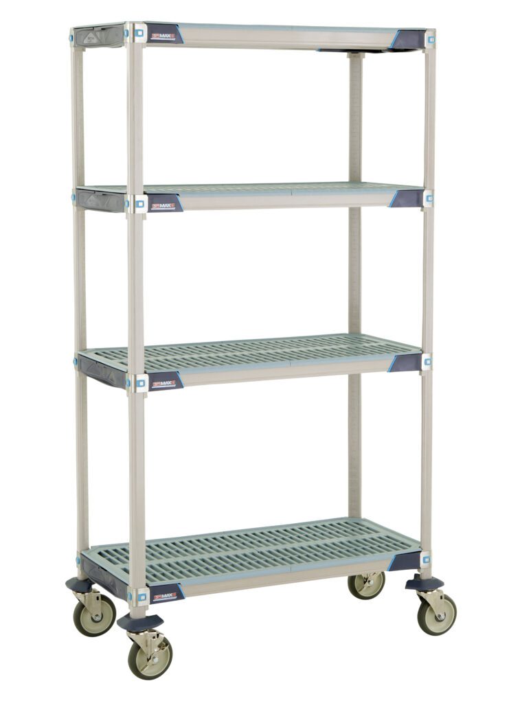 a8ugmdv72xu3th6hdz767pcj3akl4ur8.jpg The MetroMax i X336EGX3 is a mobile industrial plastic shelving cart with open grid shelves, blue corner accents, and a wheeled base for easy mobility. It measures 18 x 36 x 67.3125.