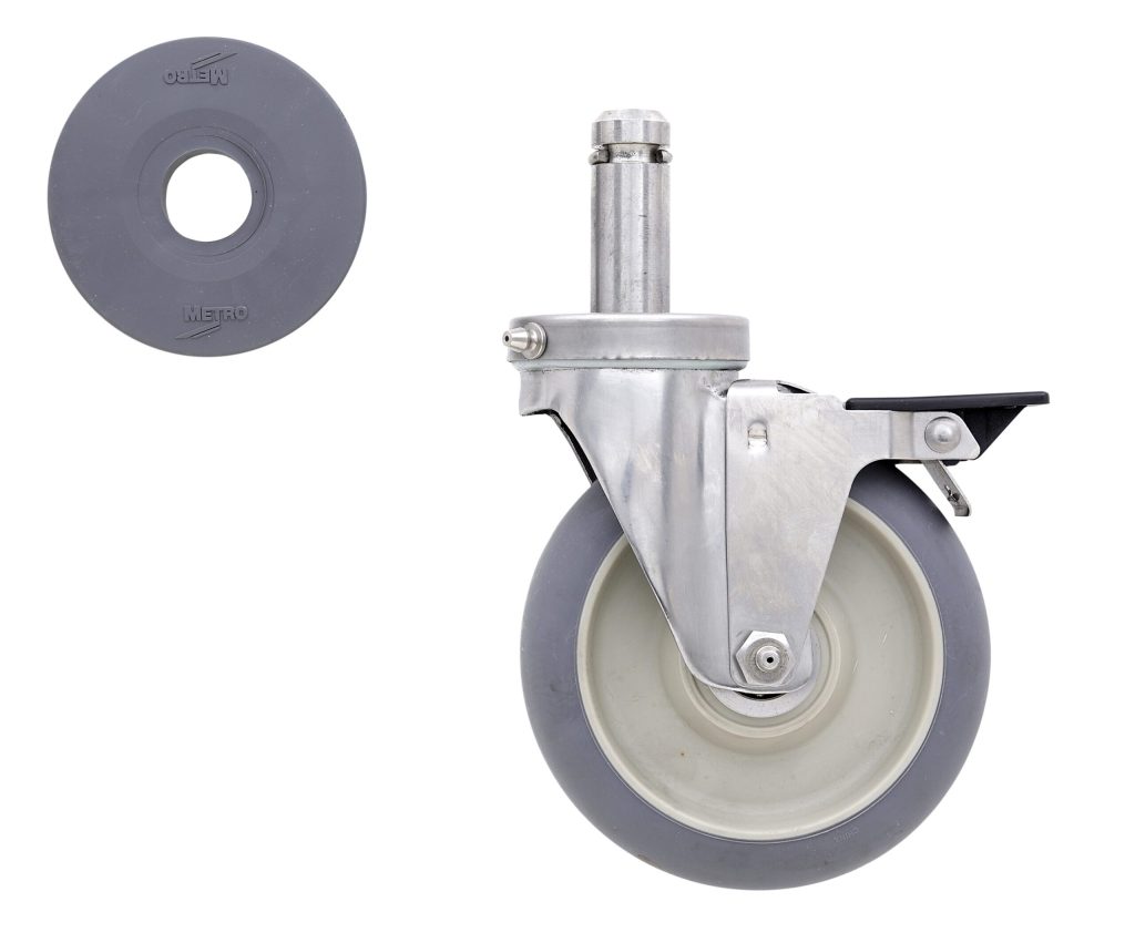 5" High Modulus Donut Cart-Washable Swivel/Brake Stem Caster for Super Erecta Industrial Wire Shelving Racks