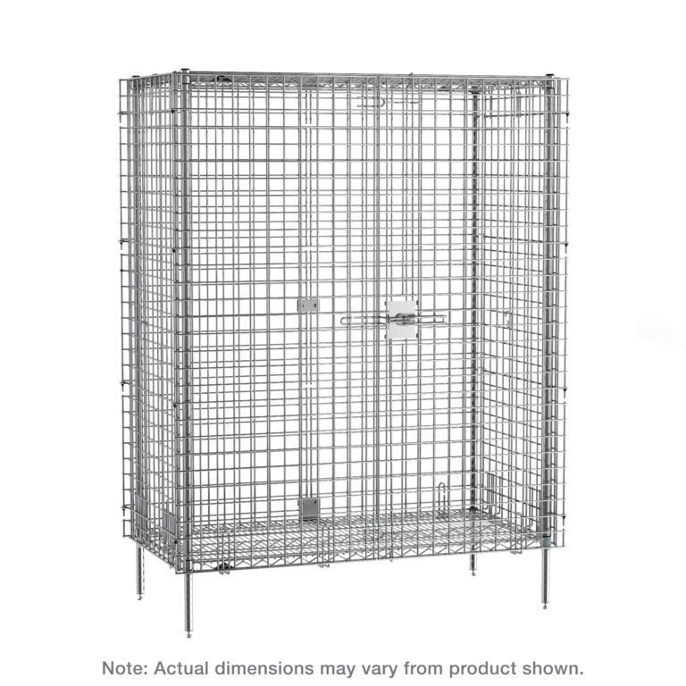 bh81nlctmfubjutdw7w8hr2k6b5xfpcu.jpg The Metro SEC56CQ qwikSLOT Stationary Security Shelving Unit is a chrome wire storage cage with latch and elevated legs, featuring dimensions that may vary from 27.25 x 62.5 x 66.8125.