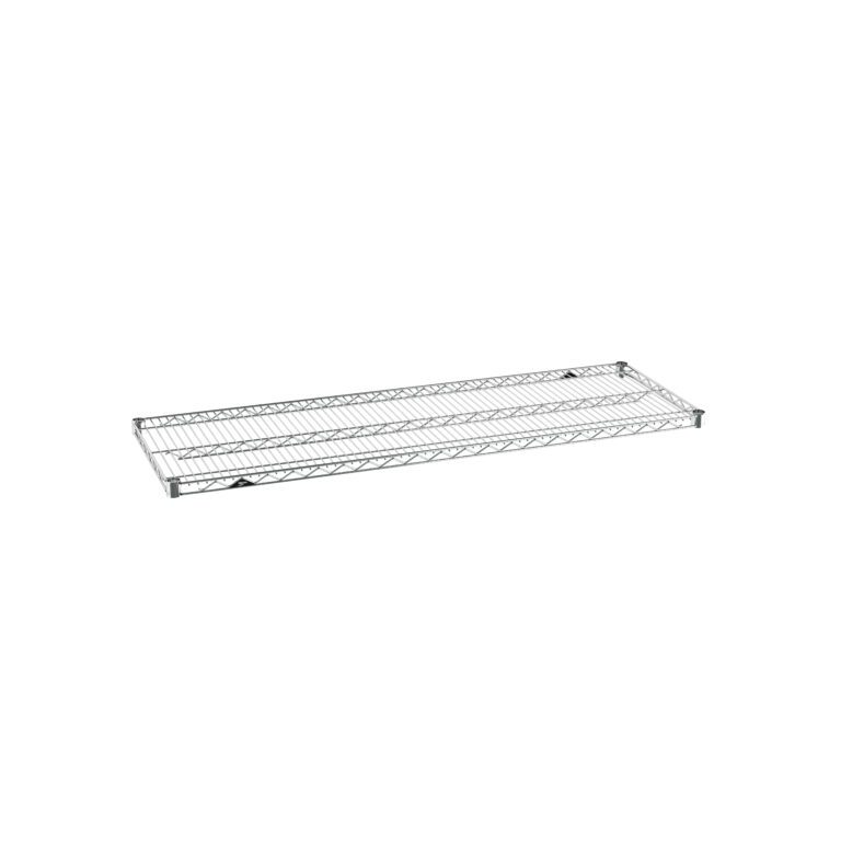 The Metro Super Erecta 1854NC Industrial Wire Shelf, Chrome, 18 x 54, features a rectangular grid design with raised edges for stability, making it ideal for organization and storage.