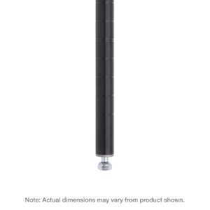 The Metro 74PBL Super Erecta SiteSelect Industrial Wire Shelving Post in black has a telescopic rod with segmented sections, ending in a silver adjustable foot. Dimensions may vary; approximately 74 H.