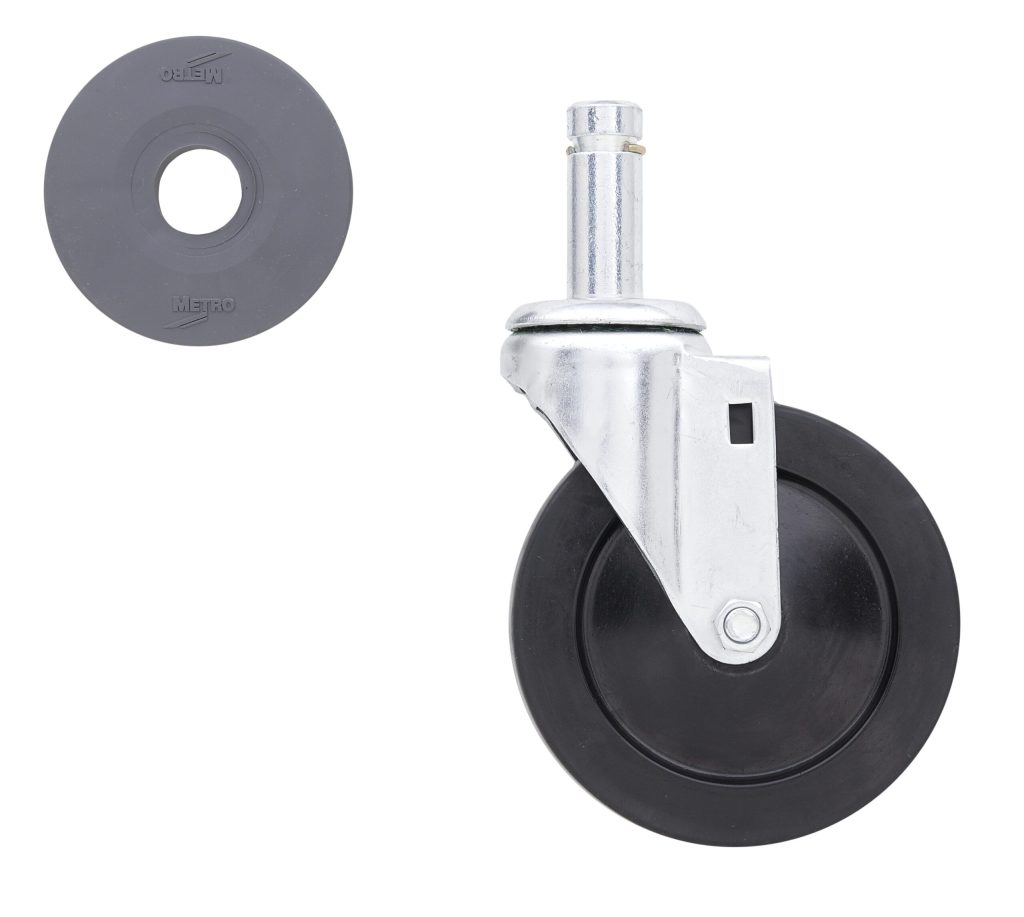 5" Resilient Rubber Swivel Stem Caster for Super Erecta Industrial Wire Shelving Racks