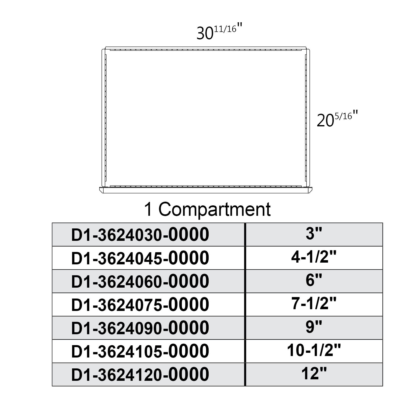 Borroughs DIS Drawer 1 Compartment Pre-Configured Drawer Interior, 36"W x 24"D