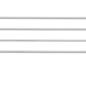 A chrome-plated metal towel rack with two parallel bars and legs complements the Metro L24N-4S Super Erecta 4 Stackable Ledges modern look, making it perfect alongside stainless wire shelving in your bathroom.